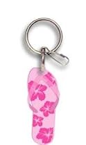 Pink Hibiscus Flip Flop Plastisol Key Chain