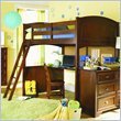 Lea Deer Run Loft Bunk Bed With Desk and Nightstand in Brown Cherry Finish