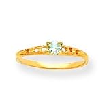 14k 3mm Aquamarine BirthStone Baby Ring