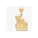 Los Angeles Dodgers LA Ball Post Earrings - 14k Yellow Gold