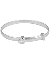 Jewelry For Little Girls - Silver Diamond Heart Adjustable Bangle