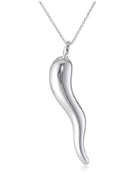 Sterling Silver Large Italian Horn Pendant Necklace, 18"