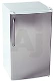 Summit FF42SSTBAL 3.6 cu. ft. Freestanding Compact Refrigerator with Auto-Defrost Freezer, Door Storage, ADA Compliant and Wrapped Stainless Steel Door w/ Pro Handle: Walnut Cabinet