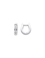14k White Gold U Shape Diamond Huggie Earrings .18 ct (G-H Color, I1 Clarity)