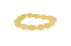 Yellow Jade Melon Corrugated Stretch Bracelet - 10 x 13mm