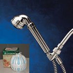 風呂用浄水器セット/シャワーヘッド塩素除去(クロムメッキ)+風呂ボール