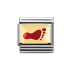 Nomination Composable Classic FUN Edelstahl, Email und 18K-Gold (Fu?stapfen ROT) 030209