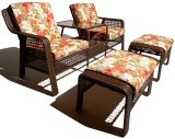 Strathwood Anacapa Resin Wicker Two-Seater Arm Chair and Ottoman Set by Strathwood