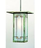 Arroyo Craftsman FSH-9L-Y-MB Franklin 1 Light Mini Pendant in Mission Brown with Yellow-Black Combination glass
