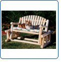 Rustic Cedar Log Style Outdoor Glider Garden Bench