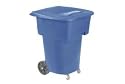 4-Wheel Mobile Trash Container With Lid - 95 Gallon Blue