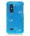 Lg Thrill 4G Optimus 3D Light Blue Diamante Cell Phone Snap-on Cover Facepl ....