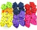 Twelve Piece Set of 4.25" Polka Dot Ribbon Hair Barrettes