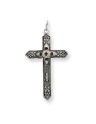 Sterling Silver Synthetic September Birthstone Cross Charm QC4336"