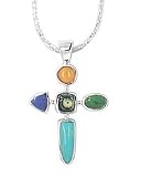 Boma Multi Stone Cross Necklace - 16 Inches