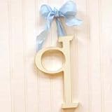 Wooden Hanging q: Green Polka Dot Ribbon