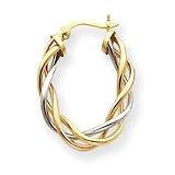 14k Tri-Color Polished 4mm Twisted Oval Hoop Earrings