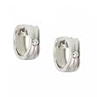 Sterling Silver Huggie Earrings Diamond & Satin Finish