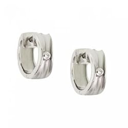 Diamond Huggie Earrings in Sterling Silver Satin Finish
