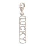Cut Out LUCKY Charm with Lobster Clasp Sterling Silver