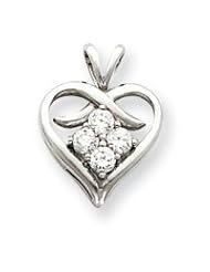 Ann Harrington Jewelry 14k White Gold .68 Ct Tw Diamond Heart Pendant