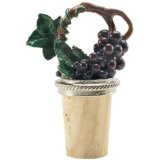 Hand Painted Grapevine Collectible Pewter Wine Bottle Stopper