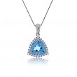 Trillion Cut Blue Topaz & Diamond White Gold Pendant