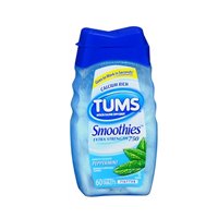 Tums Smoothies Antacid Calcium Supplement Peppermint - 60 Chewable Tablets, 2 Pack
