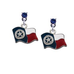 Texas Flag Ranger Sapphire Swarovski Charm Earrings