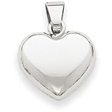 14k White Gold Puffed Heart Pendant