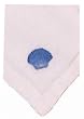 100% White Cotton Hand Embroidered Blue Shell Napkin 22" X 22" Set / 4