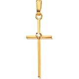14K Yellow Gold Diamond Cross Pendant