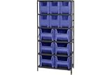 Shelving With 12 Hopper Bins 36x18x75
