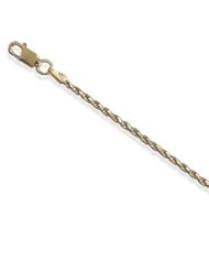 Rope Chain Diamond Cut 22K Gold Plated on Sterling Silver 1.5mm wide 9 and 10 inch length