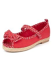 Peep Toe Spotted Bow Espadrilles