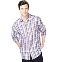 Blue Harbour Pure Linen Large Grid Checked Shirt