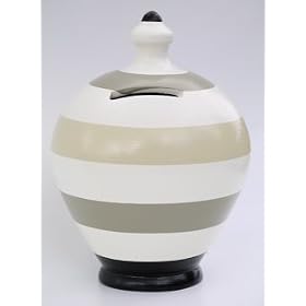 Terramundi Money Pot - Cream with Black, Grey, Mistletoe Stripes (C23)