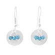 Round Disc Dangle Earrings in Sterling Silver with Beads of Turquoise #8172