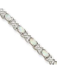 Sterling Silver White Created Opal XO Bracelet
