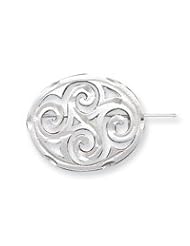 Sterling Silver Satin Finish Diamond Cut Scroll Pin