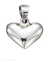 Sterling Silver 18" .8mm Wide Box Chain Necklace With 3D Small Wide Puffed Heart Pendant