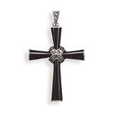 Sterling Silver Black Onyx Cross with Marcasite 