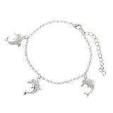 Dolphin Cz Diamond Sterling Silver Bracelet or Anklet