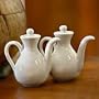 NOVICA Ceramic oil and vinegar set, 'White Minimalism' (pair)