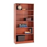 Laminate Bookcase with Radius Edge, 6 Shelf, 36w x 72-5/8h, Henna Cherry