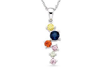 1/2 Carat Multi Sapphire 14K White Gold Pendant w/Chain
