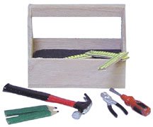 Dollhouse Miniature Wooden Toolbox Set