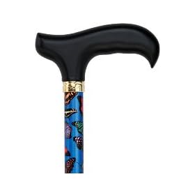 Royal Canes Blue Skies Butterfly Adjustable Derby Walking Cane with Engraved Col