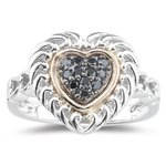 Black Diamond Heart Ring
