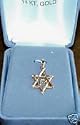 14 Kt Gold Chai Jewish Star Pendant Judaica